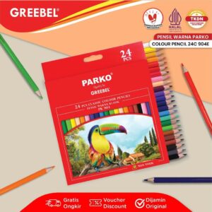 PARKO Pensil Warna 24 Warna Panjang / Classic Color Pencils (24C 904E) Warna Lebih Nyata / Mewarnai