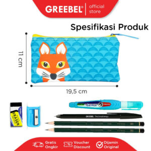 GREEBEL PAKET HEMAT ALAT TULIS PENSIL BAG 614-Pensil 2b, Pulpen, Rautan, Tip x, Tempat Pensil