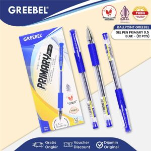 GREEBEL Pulpen Gel / Gel Pen GP-510 Primary 0.5 Biru (12PCS/SET) / Ballpen Gel Ballpoint Bolpen Bolpoin Pena Gel