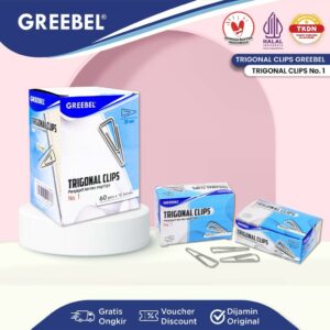 GREEBEL Klip Kertas Trigonal Clip / Jepitan Kertas Kecil / Klip Kertas Segitiga / Metal Clip / Document Hold NO. 1 (28MM)-(BOX)