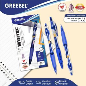 GREEBEL Pulpen Gel / Gel Pen Writec GP-503 0.5 Biru (12PCS/SET) / Ballpen Gel Ballpoint Bolpen Bolpoin Pena Gel