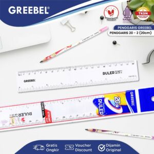 GREEBEL Penggaris Plastik 20cm / Penggaris Panjang Bening 20cm / Ruler 20-2 / Lebih Kuat