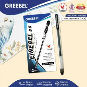 GREEBEL Pulpen Gel / Gel Pen PEN GEL Fine Gel Hitam (1PCS) / Ballpen Gel Ballpoint Bolpen Bolpoin Pena Gel