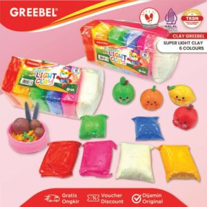 GREEBEL Clay Mainan Anak isi 6 / Mainan Edukasi Lilin Anak / Clay isi 6 / Mainan Anak Clay isi 6 Warna