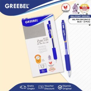 GREEBEL Pulpen Gel / Gel Pen GP-509 Zircon Biru 0.5 (1PCS) / Ballpen Gel Ballpoint Bolpen Bolpoin Pena Gel