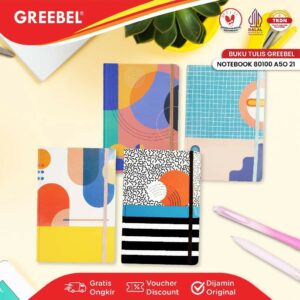 GREEBEL Notebook Buku Diary Aesthetic / Notebook 80100 A50 21 / Buku Note Binder 100 Halaman / Buku Tulis Lucu Pastel