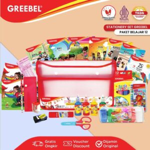 GREEBEL PAKET BELAJAR 12 / Stationary set Alat Tulis ATK Krayon Crayon Pensil Warna Anak Sekolah