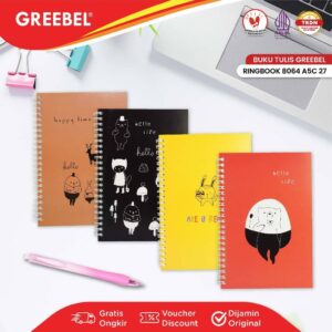 GREEBEL Notebook Buku Tulis Ring (Ringbook 8064 A5C 27) / Buku Tulis Catatan Notebook Buku Ring