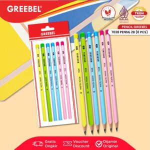GREEBEL Pensil Tulis 2B 7028 Pastel Mood (6PCS/SET) Pensil Kayu Ujian / Pencil Grafit Graphite / Pensil Gambar