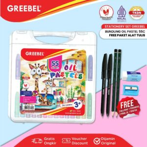 GREEBEL Crayon Krayon 55 Warna Lengkap Paket Alat Tulis (BUNDLING Krayon 55 Warna + Alat Tulis)