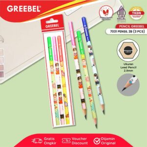 GREEBEL Pensil Tulis 2B 7031 Culture (3PCS/SET) Pensil Kayu Ujian / Pencil Grafit Graphite / Pensil Gambar
