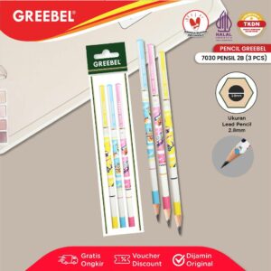 GREEBEL Pensil Tulis 2B 7030 Dream (3PCS/SET) Pensil Kayu Ujian / Pencil Grafit Graphite / Pensil Gambar