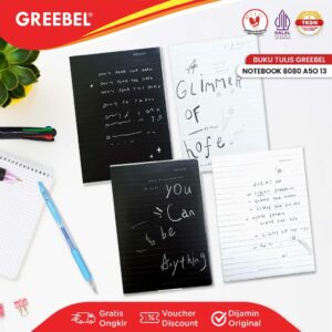 GREEBEL Notebook A5 Buku Diary Aesthetic / Note Book 8080 A5O 13 / Buku Note Binder 80 Halaman / Buku Tulis Lucu Pastel