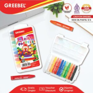 GREEBEL Crayon Krayon Kids 12 Warna CS / Kids Oil Pastel 12CS (KOP12CS) Crayon Set Mewarnai Professional