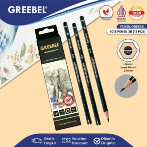 GREEBEL Pensil kayu 3B 7018 (12PCS/SET) Pensil Tulis Ujian Sekolah Pensil Gambar