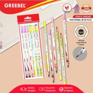 GREEBEL Pensil Tulis 2B 7032 Fun Fruite (6PCS/SET) Pensil Kayu Ujian / Pencil Grafit Graphite / Pensil Gambar