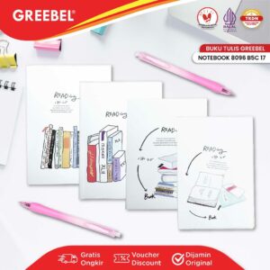 GREEBEL Notebook Buku Diary Aesthetic / Notebook 8096 B5C 17 / Buku Note Binder 96 Halaman / Buku Tulis Lucu Pastel