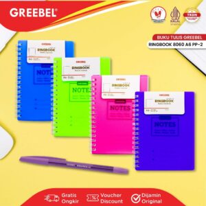 GREEBEL Notebook A6 Buku Diary Aesthetic / Ringbook 8060 A6 PP-2 / Buku Note Binder 60 Halaman / Buku Tulis Lucu Pastel