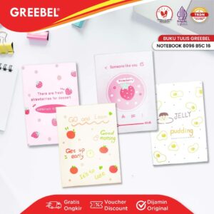 GREEBEL Notebook Buku Diary Aesthetic / Notebook 8096 B5C 16 / Buku Note Binder 96 Halaman / Buku Tulis Lucu Pastel