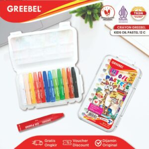 GREEBEL Crayon Krayon Kids 12 Warna / Kids Oil Pastel 12C (KOP12C) Crayon Set Mewarnai Professional