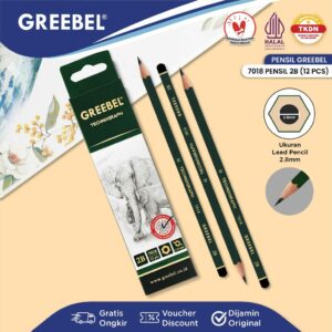 GREEBEL Pensil Tulis 2B 7018 (3PCS/SET) Pensil Kayu Ujian / Pencil Grafit Graphite / Pensil Gambar