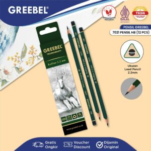GREEBEL Pensil Pencil Kayu HB (7021 12PCS/SET) / Pensil Gambar Pensil Tulis Ujian Sekolah