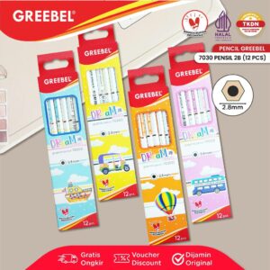 GREEBEL Pensil Kayu 2B 7030 Dream (12PCS/SET) / Pensil Tulis / Grafit / Graphite / Pensil Ujian Sekolah / Pensil Gambar