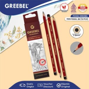 GREEBEL Pensil Pencil Kayu 2B (7019 12PCS/SET) / Pensil Tulis Ujian Sekolah Pensil Gambar