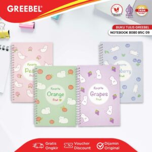 GREEBEL Ringbook 8080 B5C 09 / Agenda Planner Lucu unik / Buku Catatan Spiral Ringbook isi 80 halaman