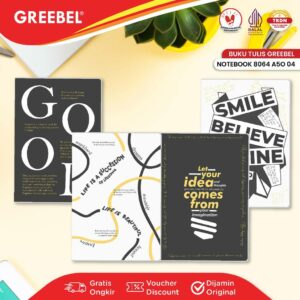 GREEBEL Notebook A5 Buku Diary Aesthetic / Notebook 8080 A5O 04 / Buku Note Binder 80 Halaman / Buku Tulis Lucu Pastel