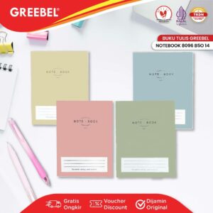 GREEBEL Notebook Buku Diary Aesthetic / Notebook 8096 B5O 14 / Buku Note Binder 96 Halaman / Buku Tulis Lucu Pastel