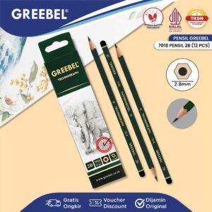 GREEBEL Pensil Pencil Kayu 2B (7018 12PCS/SET) / Pensil Tulis Ujian Sekolah Pensil Gambar