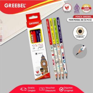 GREEBEL Pensil kayu 2B 7029 Color Pop (12PCS/SET) / Pensil Tulis Karakter Graphite Ujian sekolah Pensil Gambar