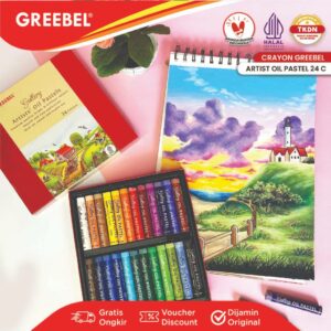GREEBEL Crayon Krayon ARTIST 24 Warna / ARTIST Oil Pastel 24 (AOP24) Mewarnai Professional Crayon Set