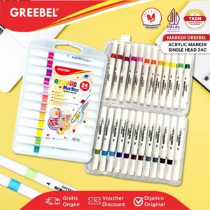 GREEBEL Spidol Warna Warni 1 Set 24 Warna / Acrylic Single Head (24 Warna) Sketch Marker