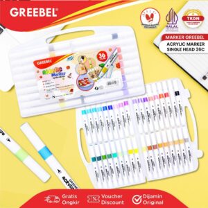 GREEBEL Spidol Warna Warni 1 Set / Spidol Marker Acrylic Single Head (36 Warna) / Spidol Warna / Sketch Marker / Spidol Set