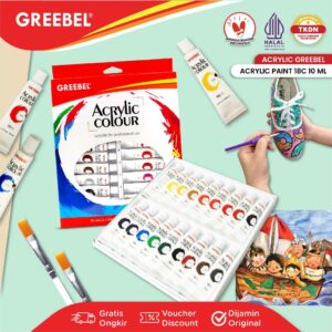GREEBEL Cat Lukis Akrilik Set 18 Warna / Cat Acrylic Set (18x10ML)