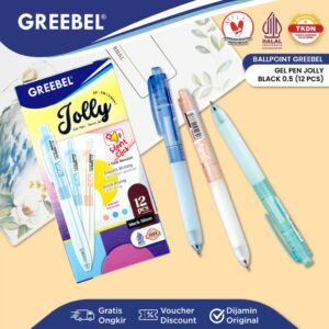 GREEBEL Pulpen Gel / Gel Pen Jolly 0.5 GP-518 (12PCS/SET) / Gel Pen Pena Gel