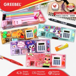 GREEBEL Kotak Pensil Magnet Kalkulator Lampu Belajar Meja Kecil / Tempat Pensil Serutan Lucu (81005) / Pencil Case Pensil Bag Kalkulator Lampu Meja Sekolah