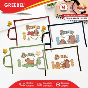 GREEBEL Kotak Pensil Transparant Tempat Pensil Jaring Capybara (PB-82001) Pouch Zipper Pencil Cosmetic Bag