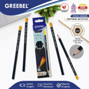 GREEBEL Pensil kayu 2B 7041 Navy Pencil (12PCS/SET) / Pensil Tulis Navy Graphite Ujian sekolah Pensil Gambar