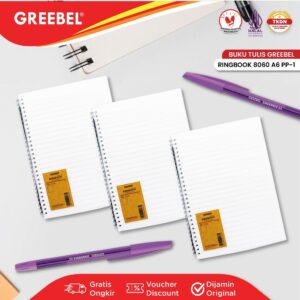 GREEBEL Notebook A6 Buku Diary Aesthetic / Ringbook 8060 A6 PP-1 / Buku Note Binder 64 Halaman / Buku Tulis Lucu Pastel