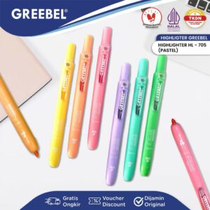 GREEBEL Highlighter Penanda HL-705 Pastel ( 1 PCS ) Stabilo Spidol Greebel